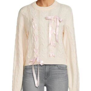 NWT Lea & Viola Bow Cable Knit Sweater